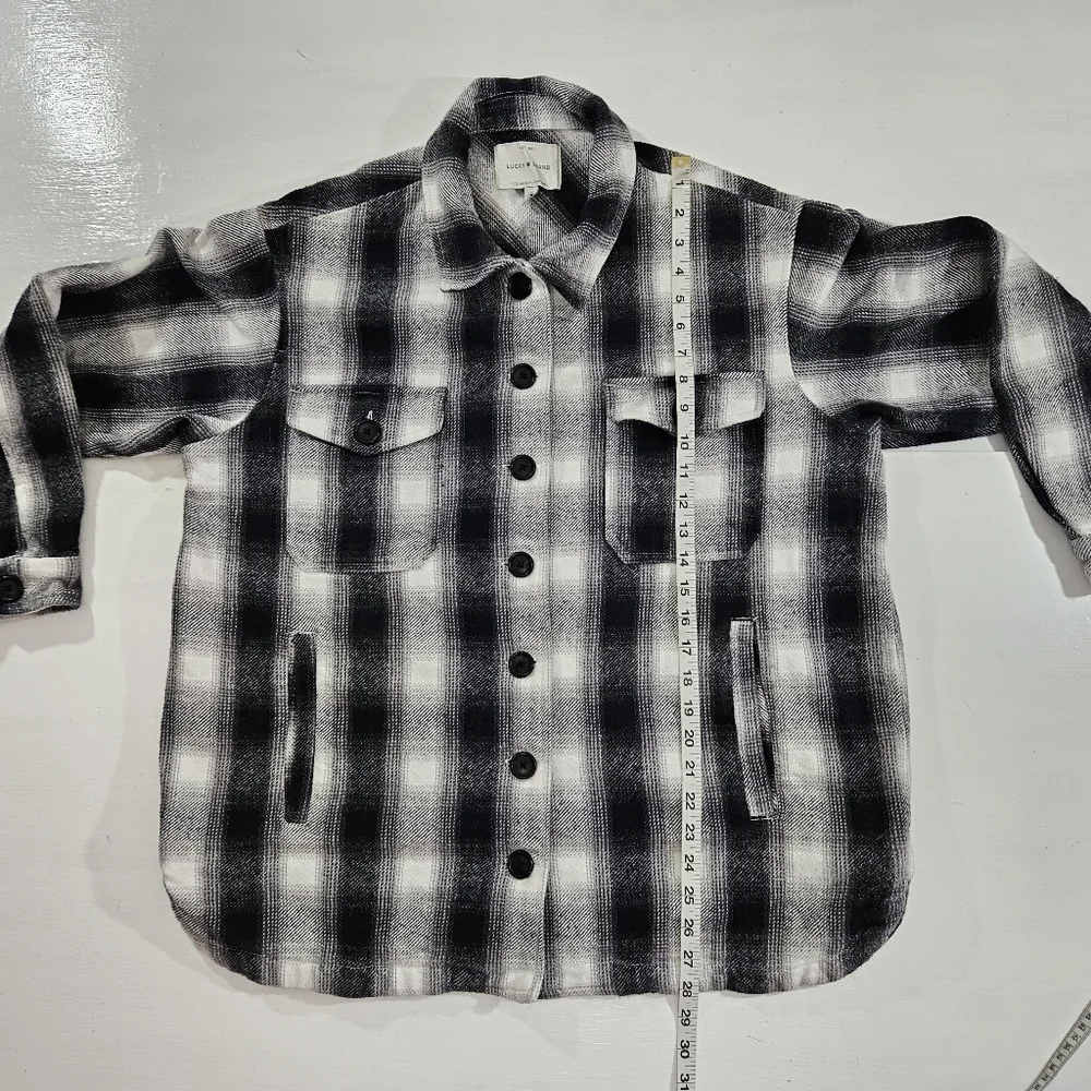 Lucky brand black white and grey flannel shacket women's size large